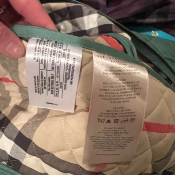 Green Burberry zip quilted jacket